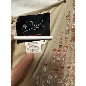 Mac Duggal  Sequined sleeveless v-neck midi sheath dress